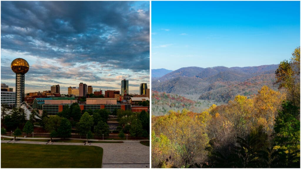 Photos of Knoxville and Gatlinburg.