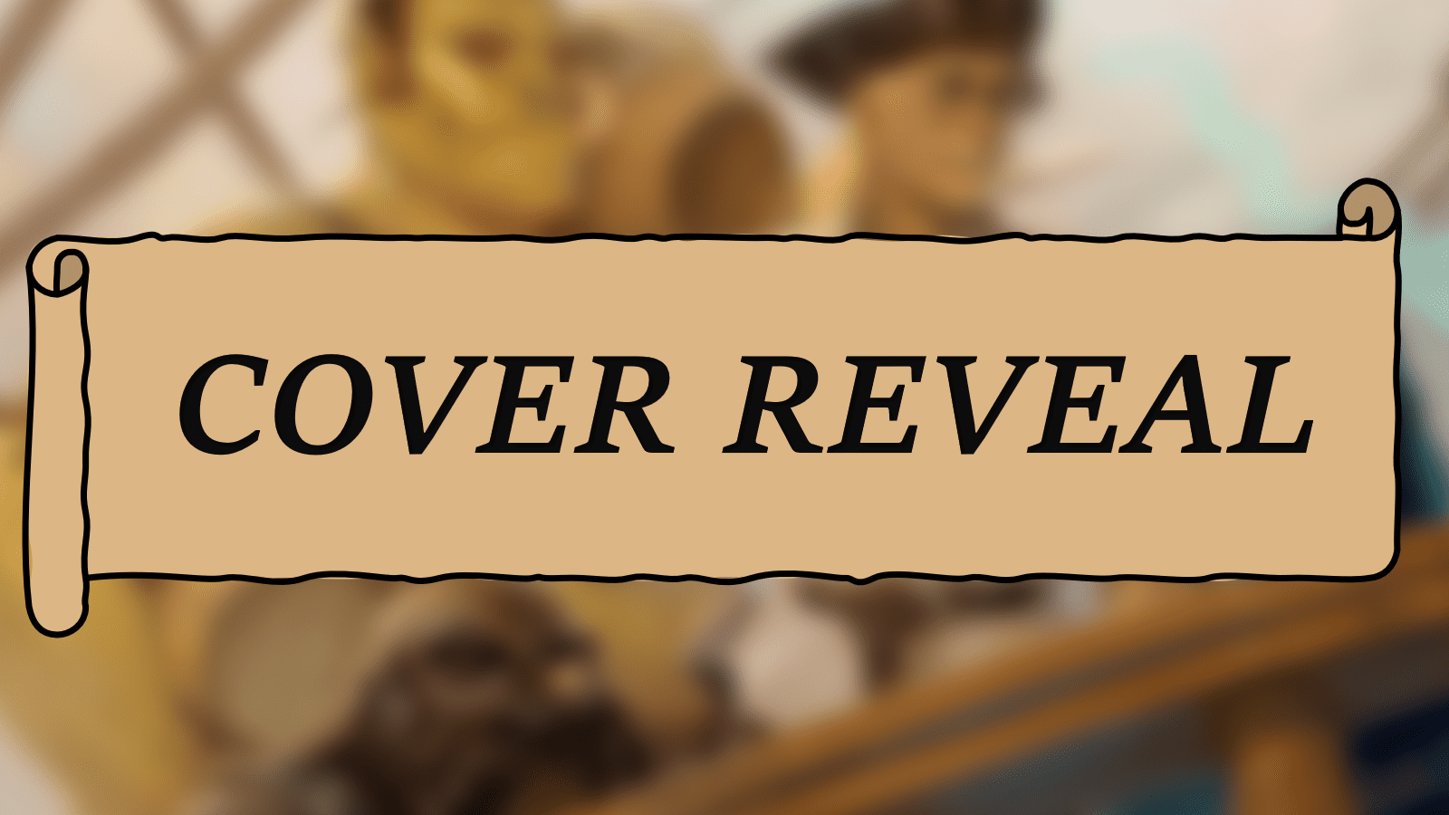 A brown banner that says cover reveal is layered over the blurred image of the cover of The Curse of Dragon Tail Island by Jonathan Nevair