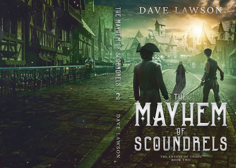 The Mayhem of Scoundrels full cover spread by Dave Lawson